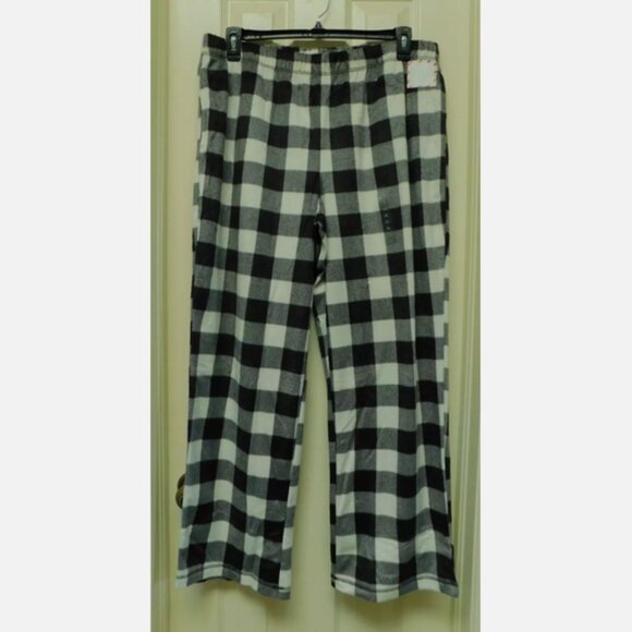 SLEEP CHIC Womens Fleece Pajama Pants with Socks Buffalo Check Print X-Large NEW - Picture 1 of 3